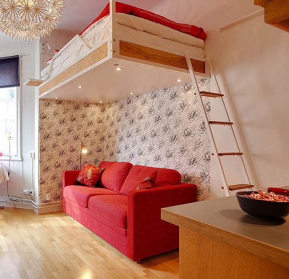 Idée de petite chambre: un lit mezzanine