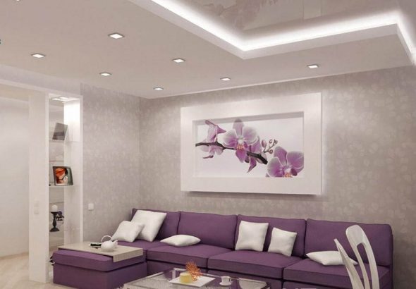 Intérieur dans les tons gris et lilas