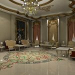 Intérieur baroque avec sol en marbre