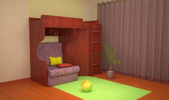 Un ensemble de meubles dans la chambre pour les enfants