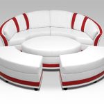 Canapé convertible rouge-blanc de forme ronde