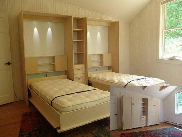 Lit armoire pour deux enfants