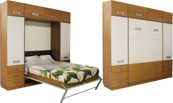 Armoire de lit démontée et assemblée
