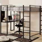 Lit mezzanine en métal avec espace de travail en dessous
