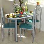 Table de cuisine ovale avec fauteuils confortables