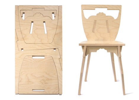 Couper la chaise en contreplaqué