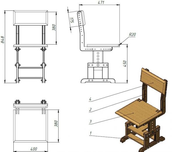 Chaise pour l'étudiant avec ses propres mains