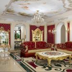 Salon luxueux en rouge et blanc