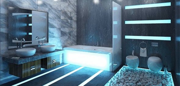 Plomberie pour la salle de bain dans un style moderne