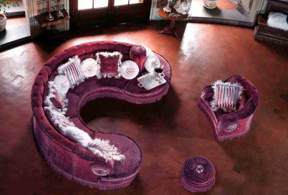 Canapé transformable rond et élégant, se transformant en chaise, grand canapé et pouf