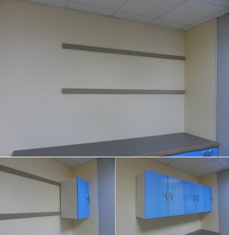 armoires sur le mur de plâtre