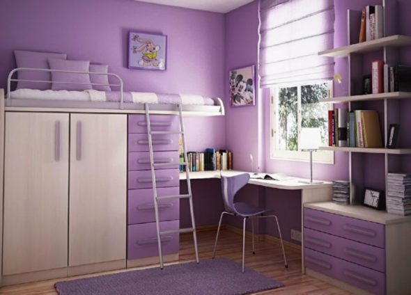 Lit mezzanine avec armoire