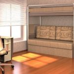Mobilier élégant pour le salon avec trois lits.