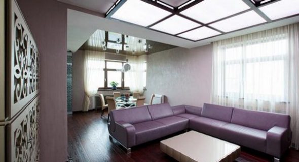 Salon-salle à manger dans le style minimalisme
