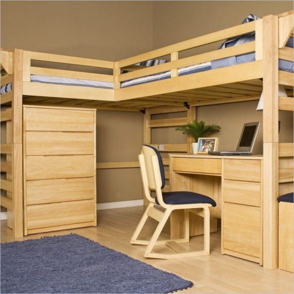 Lit mezzanine en bois confortable faites-le vous-même