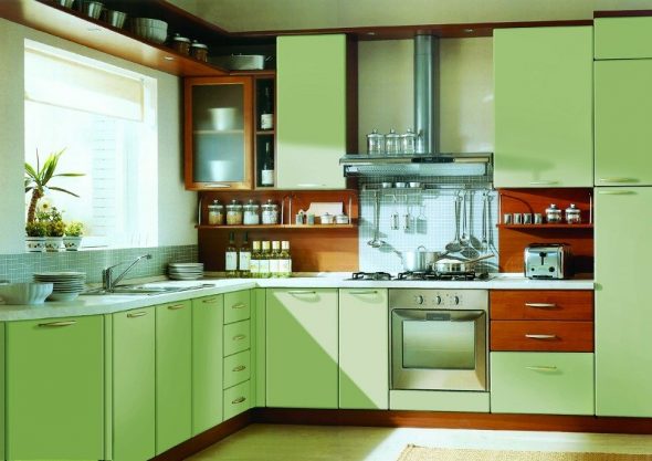 Forno embutido, combinado em cores para o interior da cozinha