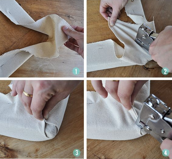 Fixer le tissu dans les coins