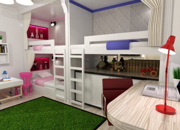 Chambre d'enfants pour trois enfants
