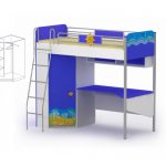 Lits superposés avec espace de travail et armoire Ocean
