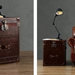 Coffre en cuir à l'intérieur