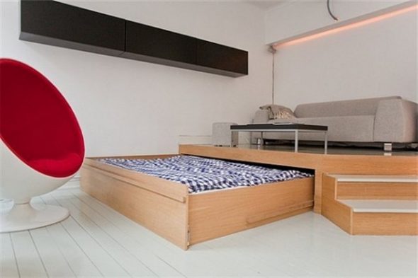 Conception de lit podium inhabituelle