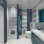 La salle de bain originale avec une machine à écrire dans la colonne des placards
