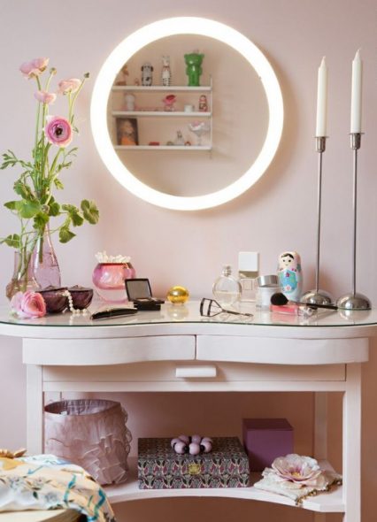 Mise en évidence sur le miroir rond