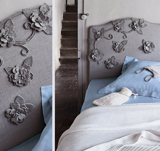 Tête de lit en tissu avec appliqué