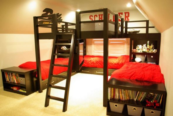 Mobilier confortable et fonctionnel pour trois enfants