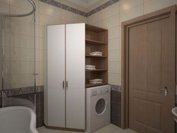 Armoire d'angle dans la salle de bain