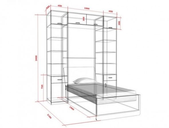 Dessin lit armoire