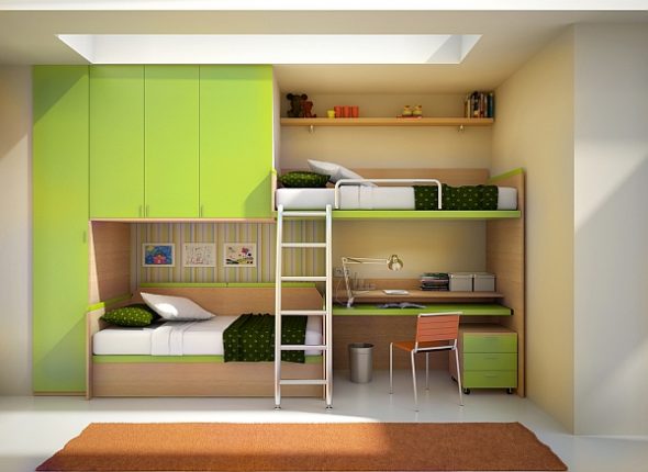 Lits avec bureau intégré