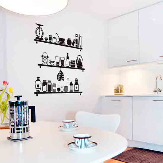 Autocollants en vinyle sur le mur de la cuisine