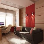 Salon avec espace de travail près de la fenêtre