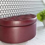 Pouf en cuir semi-circulaire