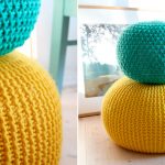 Pouf rond en tricot de couleurs vives