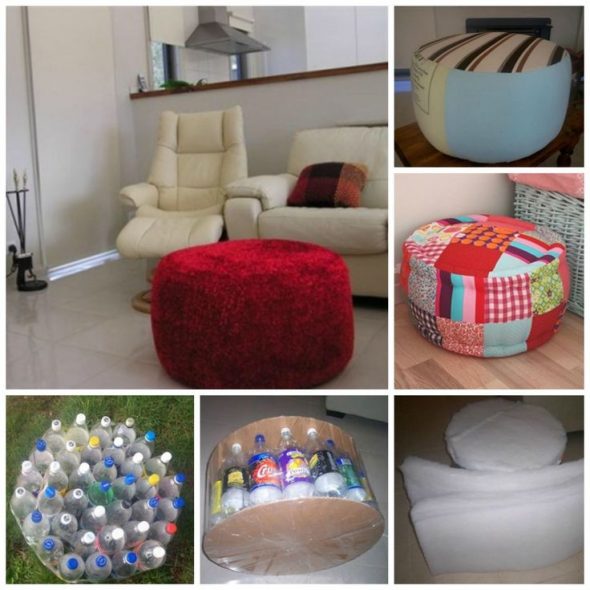 Ottoman de bouteilles en plastique