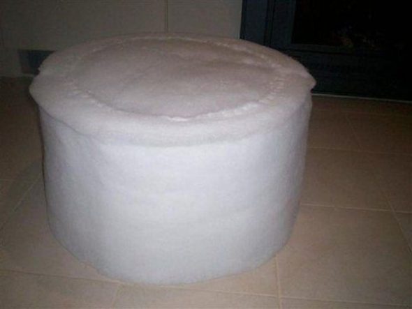Nous cousons tout droit sur le pouf