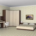 Bilik tidur yang terang dengan satu set perabot