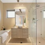 Meuble vasque beige sans pieds
