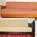 Sofa avant et après le remplacement du rembourrage