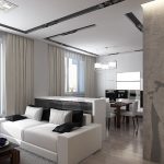 Innenstudio-Wohnung in Schwarzweiss