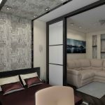 Pièce avec portes à compartiments pour diviser en zones de couchage et de vie