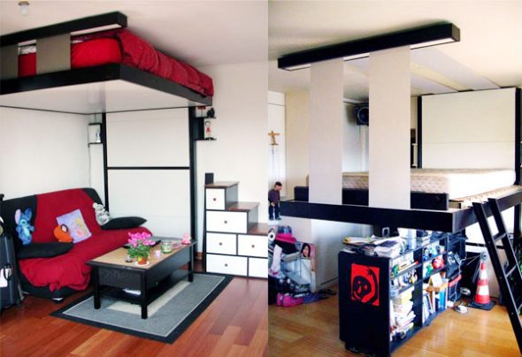 Lit sous le plafond