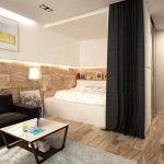 Lit sur le podium dans la niche du salon dans un style moderne