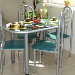 Table et chaises ovales avec éléments en métal