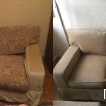 Canapé pliant simple avant et après le remplacement du rembourrage