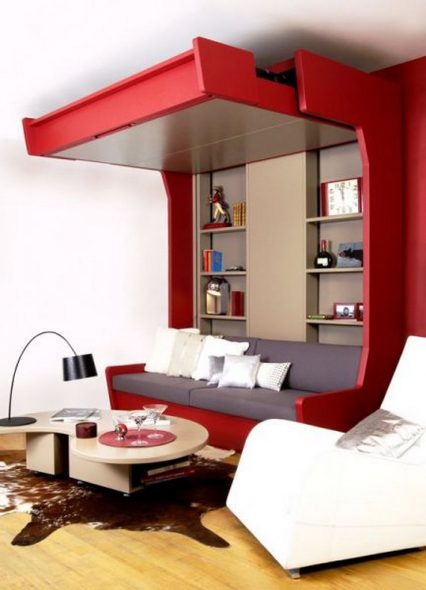 Lit de levage dans le salon