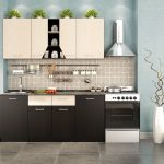 Contraste de mobilier noir et blanc dans la cuisine