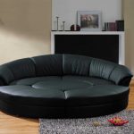 Canapé convertible rond en cuir